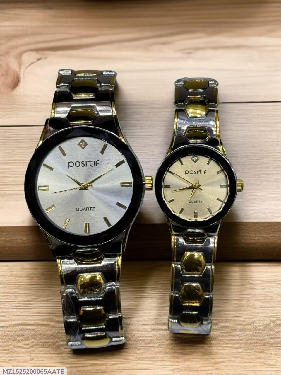 Chic Rose Gold Unisex Couple Watches - 2 Pcs Quartz Water Resistant Timepieces