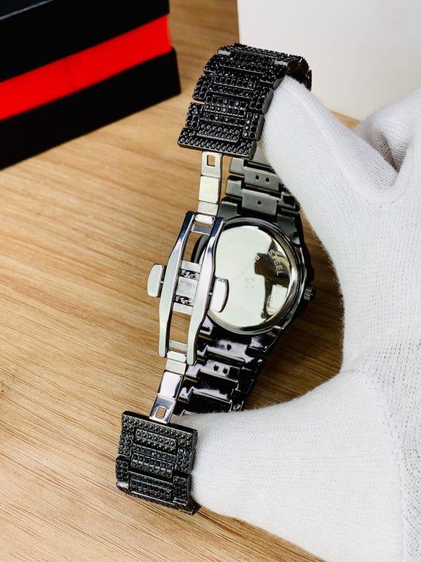 Obsidian Royale:Blacked Iced Out Stain-Less Steel ( imported )