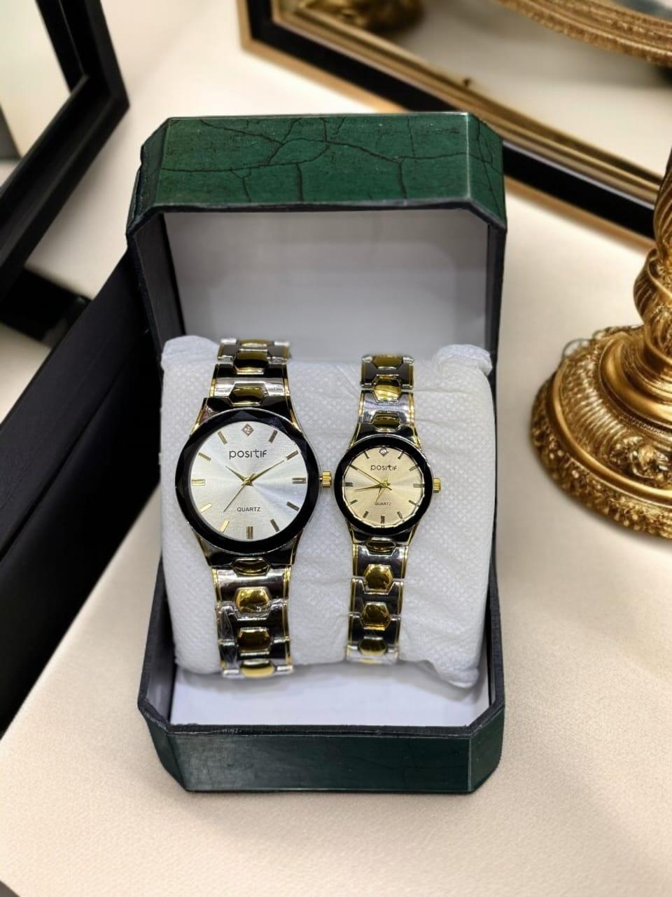 Chic Rose Gold Unisex Couple Watches - 2 Pcs Quartz Water Resistant Timepieces